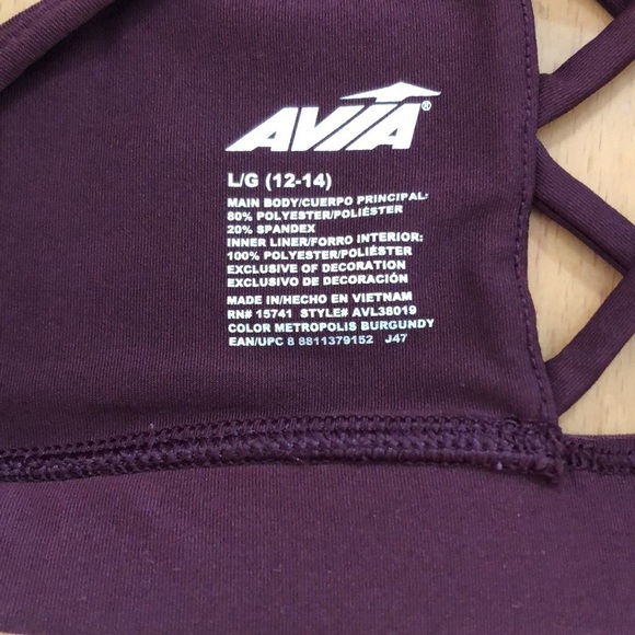 AVIA Women's Sports Bra Burgundy Size Large - Picture 6 of 6